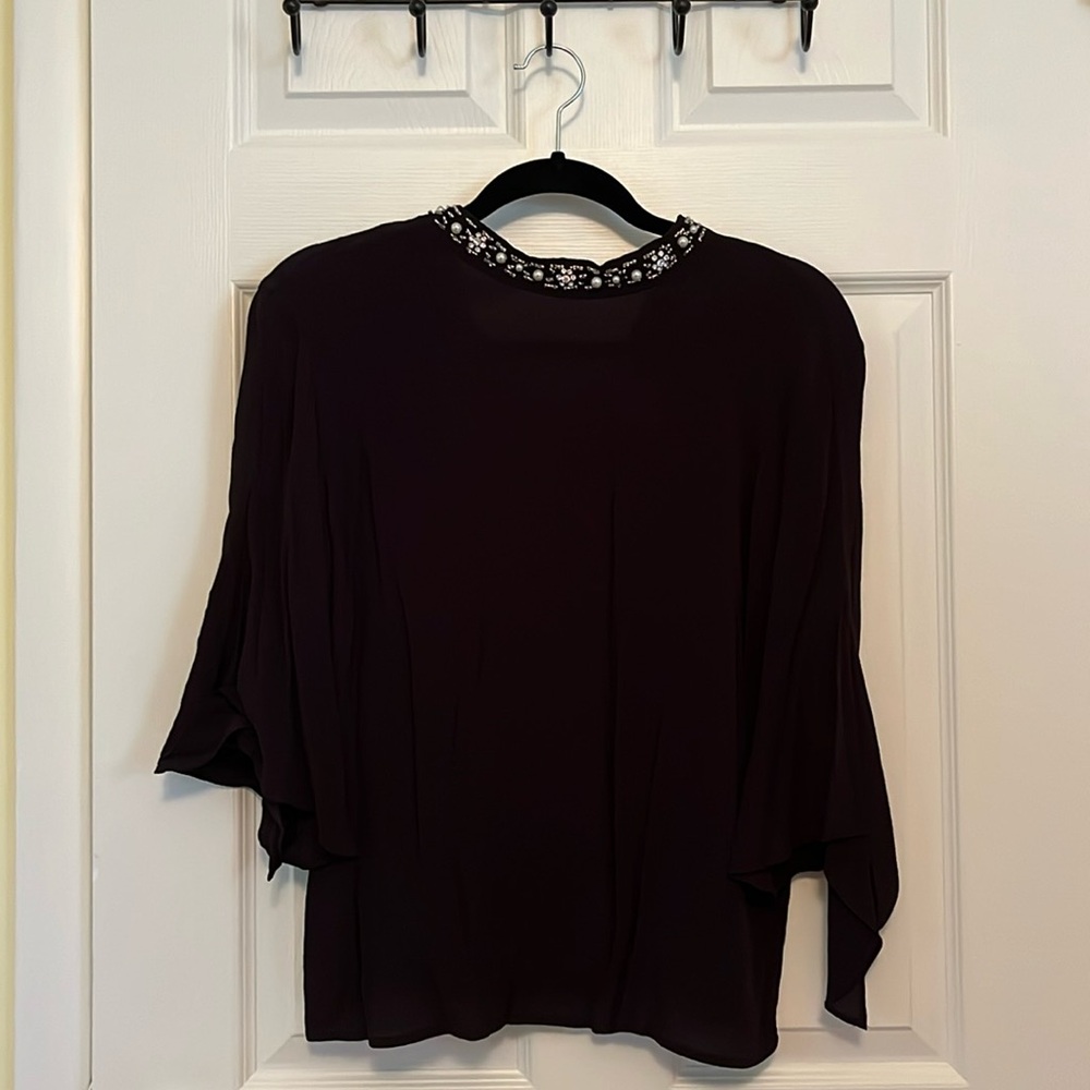 Black beaded neckline blouse